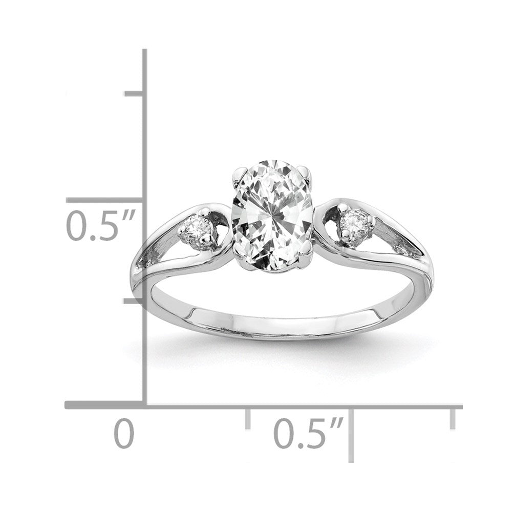 14k White Gold 7x5mm Oval Cubic Zirconia VS Real Diamond ring