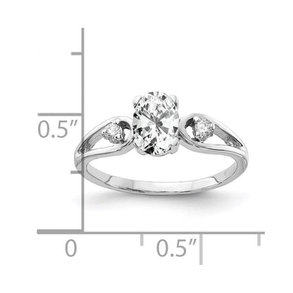 14k White Gold 7x5mm Oval Cubic Zirconia VS Real Diamond ring