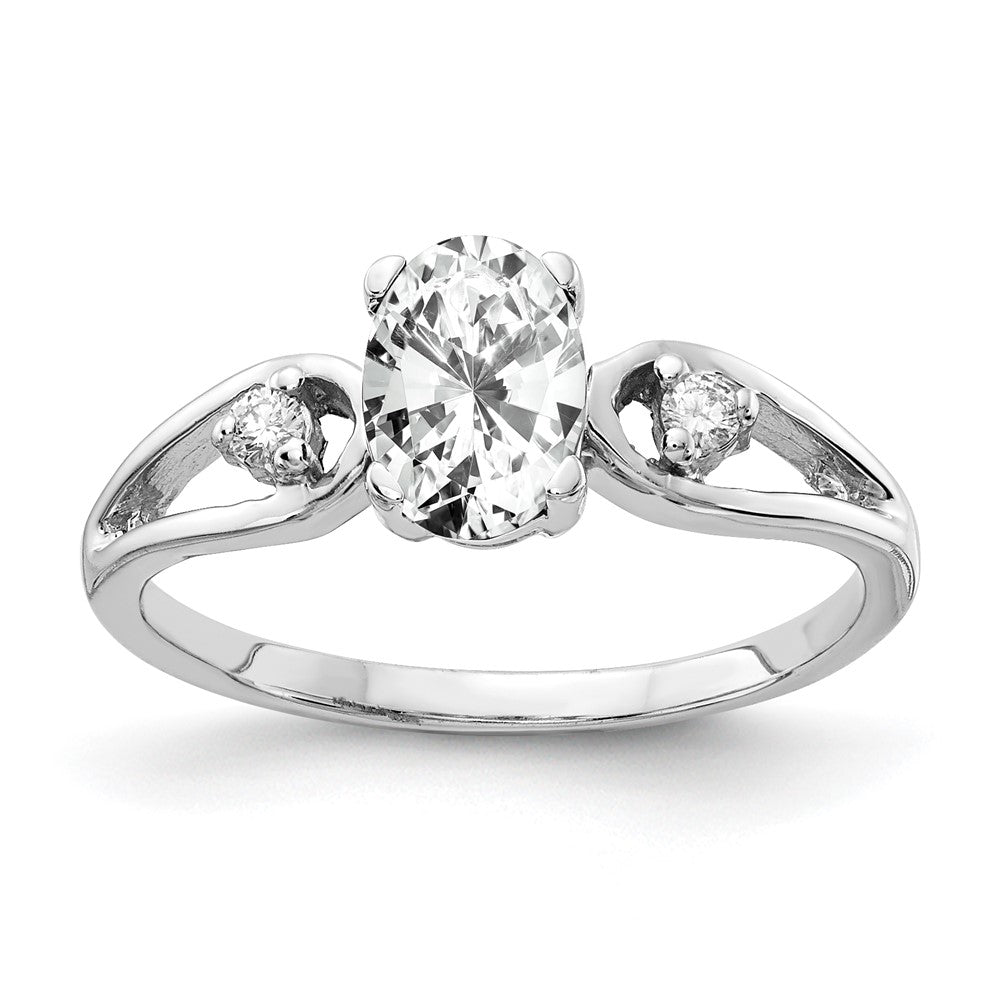 14k White Gold 7x5mm Oval Cubic Zirconia VS Real Diamond ring