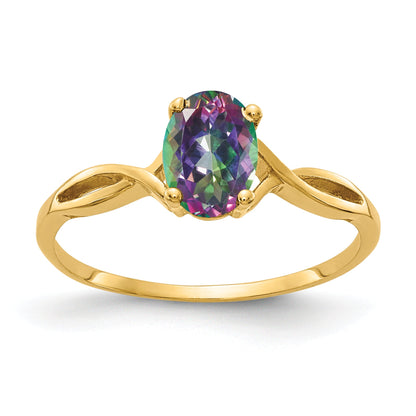 14K Yellow Gold 7X5mm Oval Fire Topaz Ring