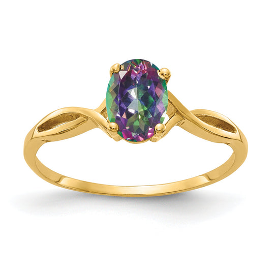 14K Yellow Gold 7X5mm Oval Fire Topaz Ring