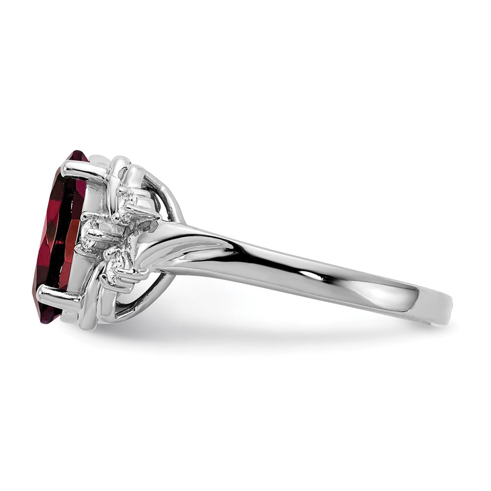 14k White Gold 10x8mm Oval Garnet Checker A Real Diamond ring