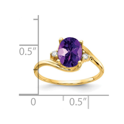 14K Yellow Gold 8x6mm Oval Amethyst Checker A Real Diamond ring