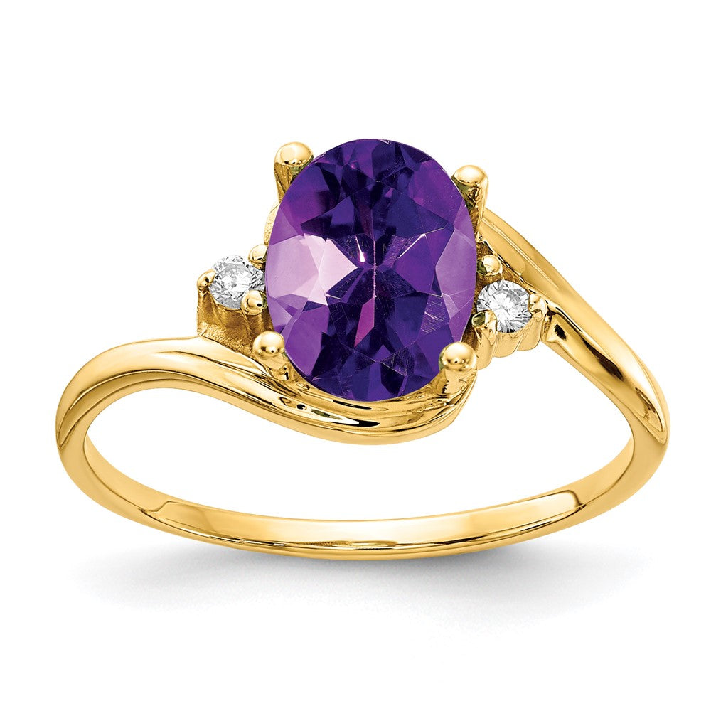 14K Yellow Gold 8x6mm Oval Amethyst A Real Diamond ring