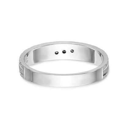 14K White Gold Aa Quality .03 Carat Diamond Trio Ladies Complete Wedding Band