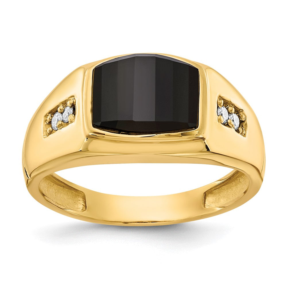 14K Yellow Gold AA Real Diamond men's ring