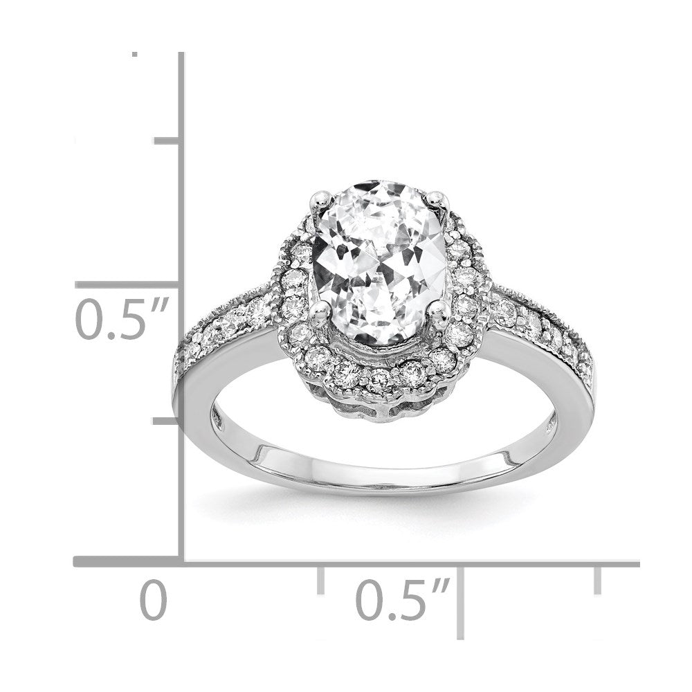 14k White Gold 8x6mm Oval Cubic Zirconia AAA Real Diamond ring