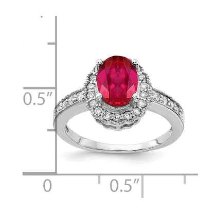 14k White Gold 8x6mm Oval Ruby AA Real Diamond ring