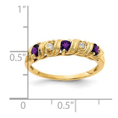 14K Yellow Gold 2.75mm Amethyst Aaa Diamond Ring