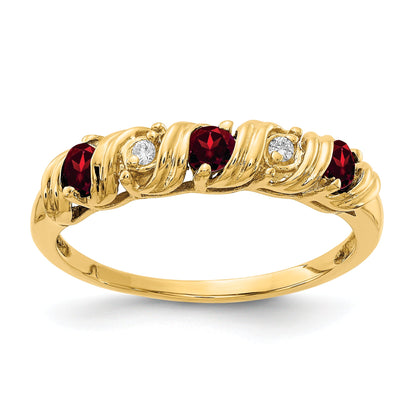14K Yellow Gold 2.75mm Garnet A Diamond Ring