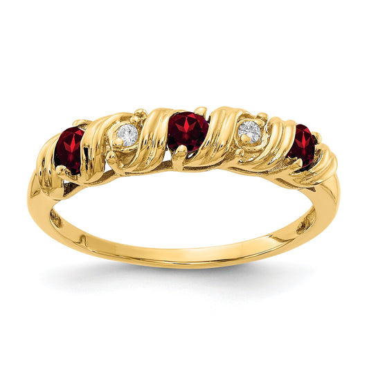 14K Yellow Gold 2.75mm Garnet A Diamond Ring