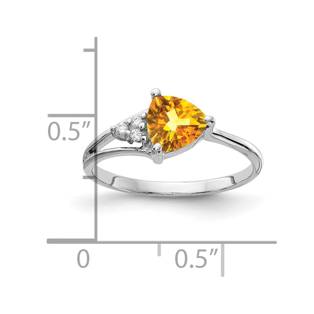 14K White Gold 6mm Citrine A Diamond Ring