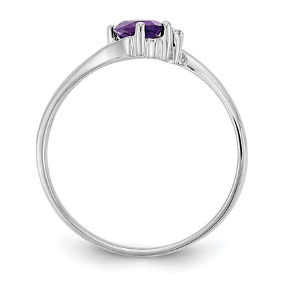 14K White Gold 7X3.5mm Marquise Amethyst Vs Diamond Ring