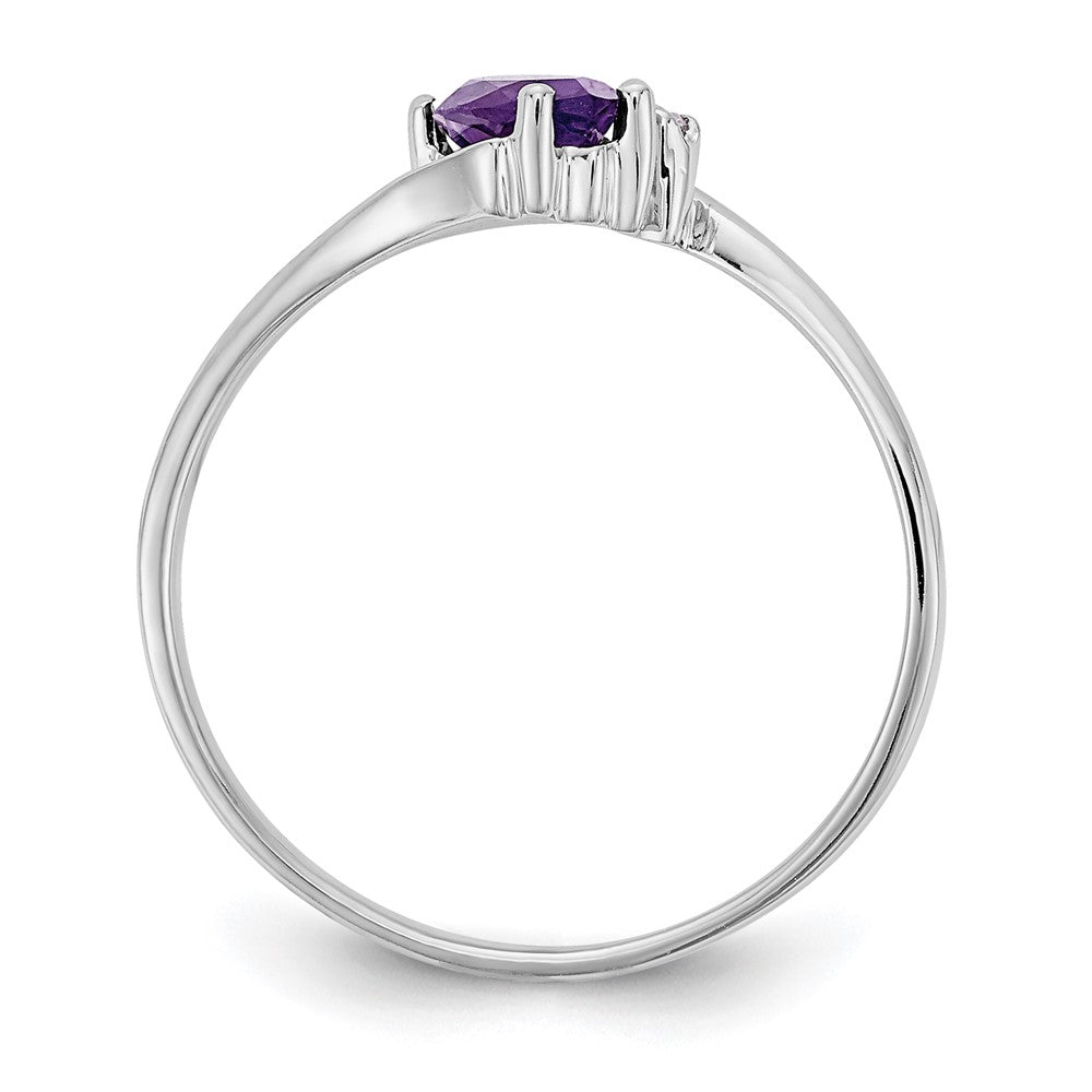 14K White Gold 7X3.5mm Marquise Amethyst A Diamond Ring