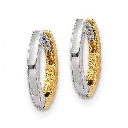 14K Two Tone Mini 1.35mm Round Hinged Hoop Earrings