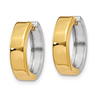 14K Two Tone Hinged Hoop Earrings