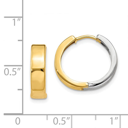 14K Two Tone Hinged Hoop Earrings