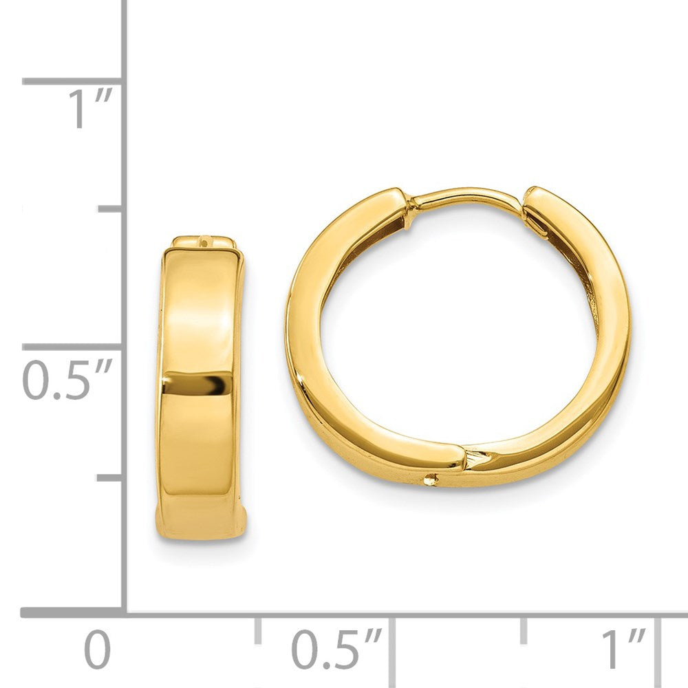 14K Yellow Gold Round Hinged Hoop Earrings