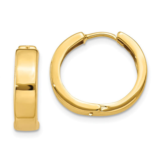 14K Yellow Gold Round Hinged Hoop Earrings