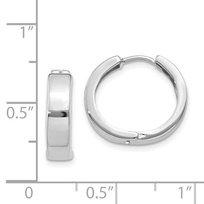 14K White Gold Round Hinged Hoop Earrings