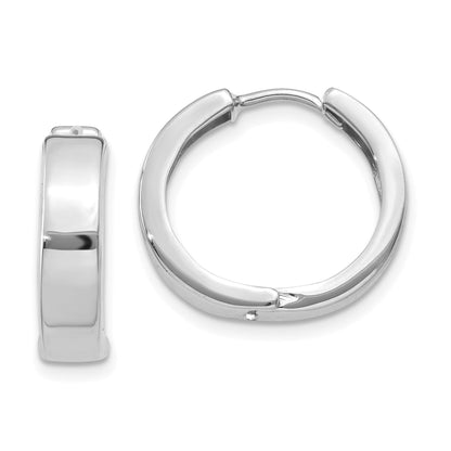 14K White Gold Round Hinged Hoop Earrings