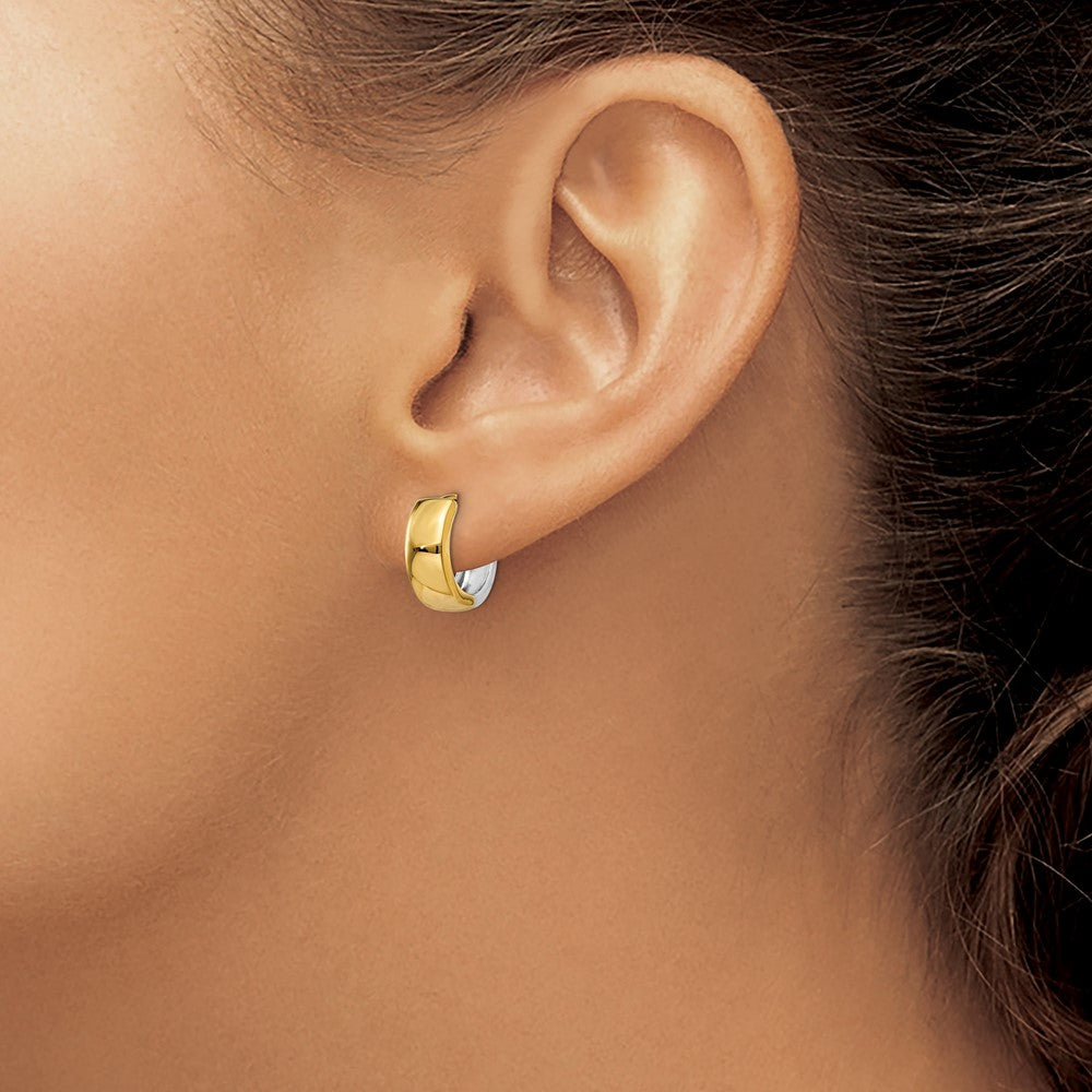 14K Two Tone Hinged Hoop Earrings