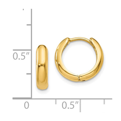 14K Yellow Gold Polished Hinged Hoop Earrings