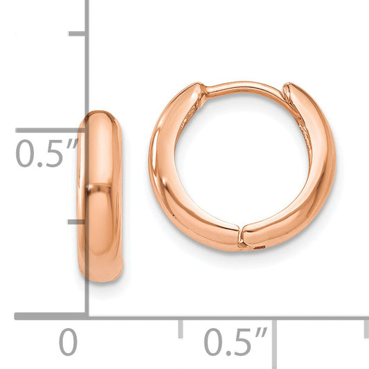 14K Rose Gold Polished Hinged Hoop Earrings