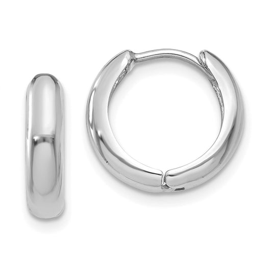 14K White Gold Hinged Hoop Earrings