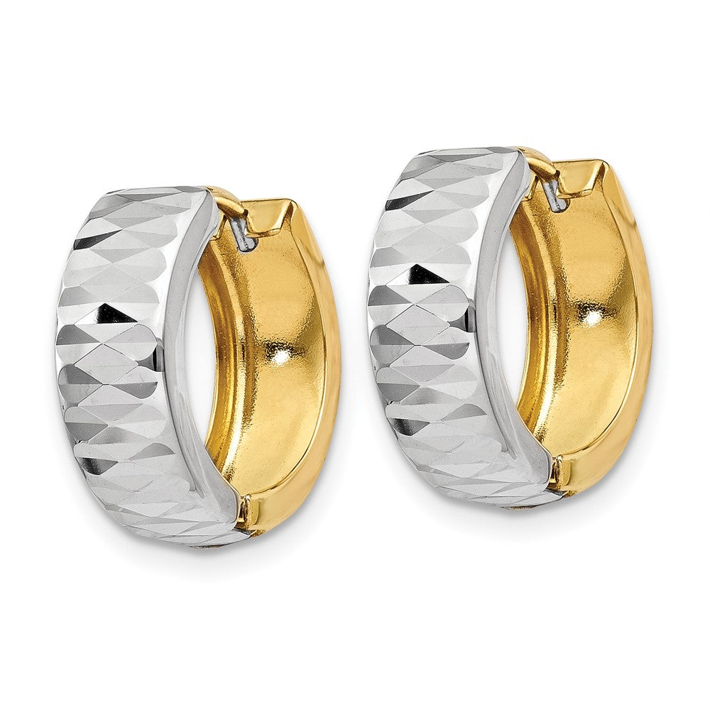 14K Two Tone Textured Hoop Earrings