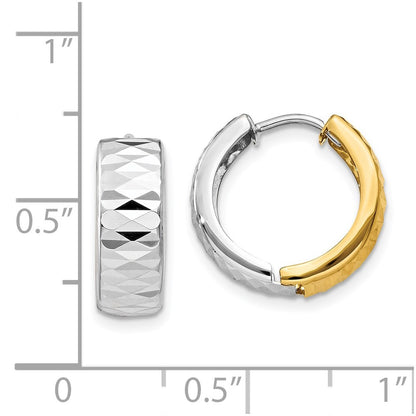 14K Two Tone Textured Hoop Earrings