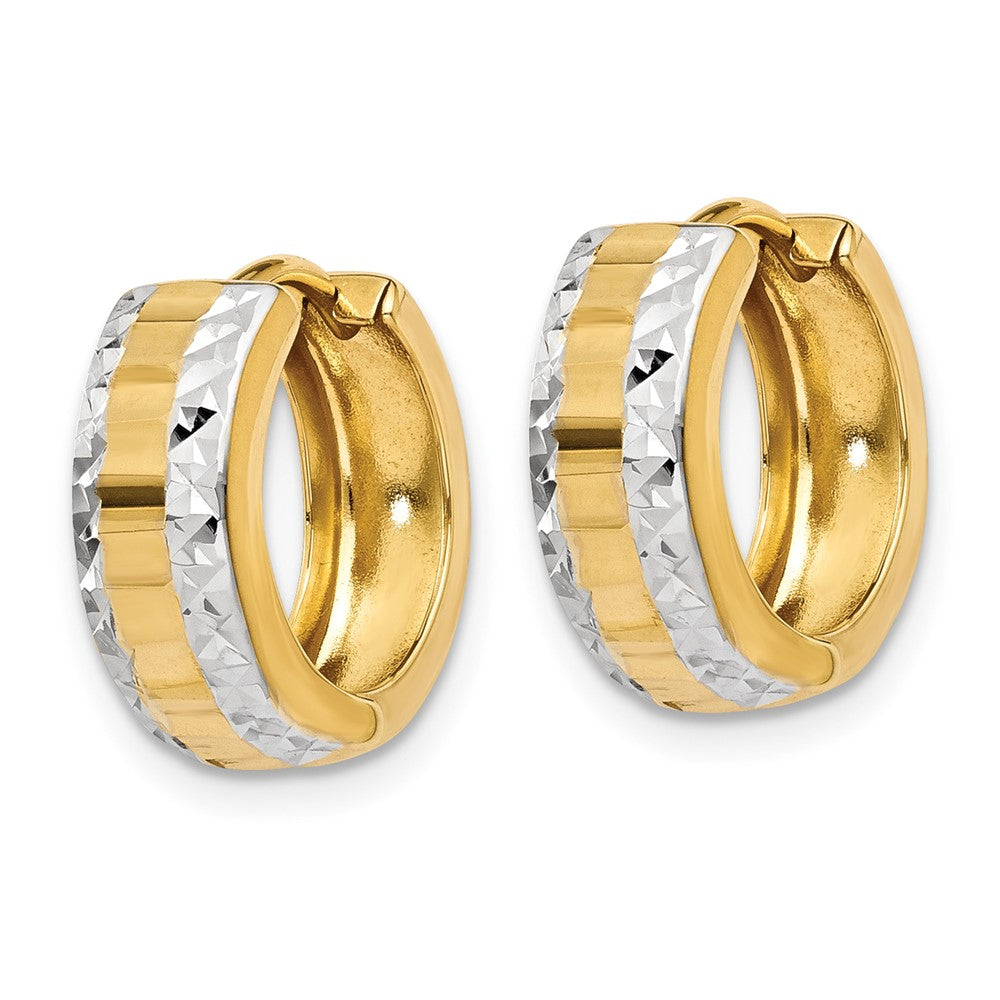 14K Yellow & Rhodium Hinged Hoop Earrings