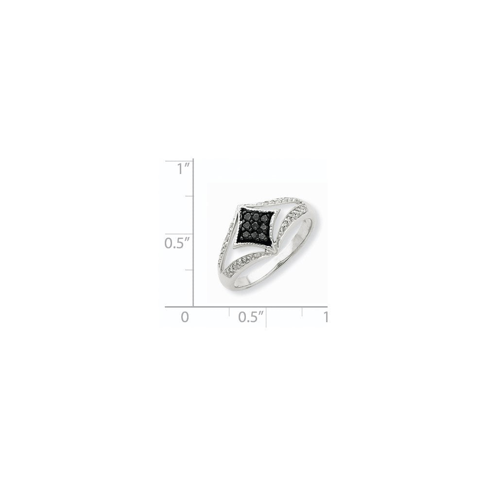 14K White Gold Black & White Real Diamond Ring