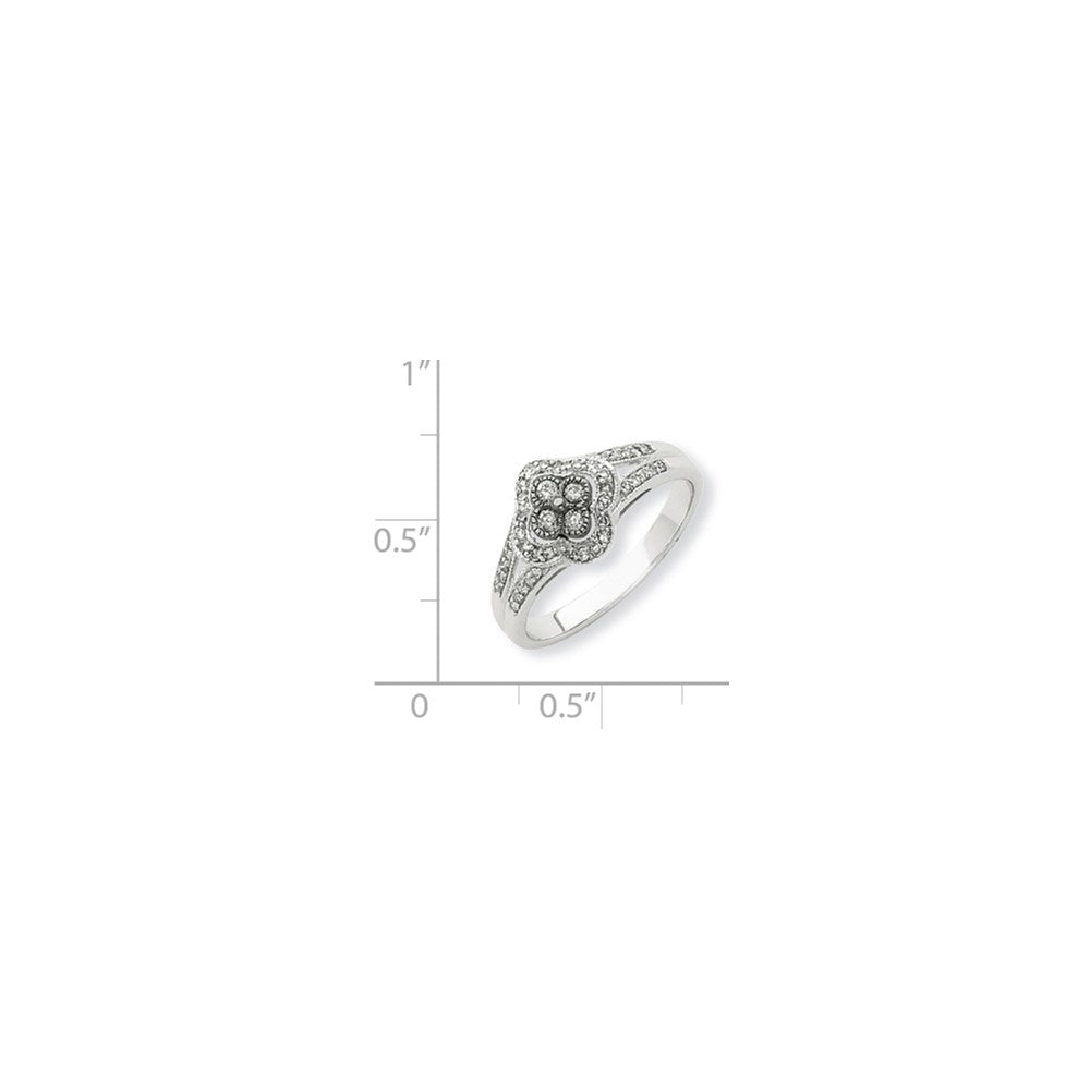 14K White Gold Black & White Real Diamond Ring