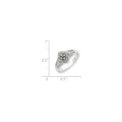 14K White Gold Black & White Real Diamond Ring