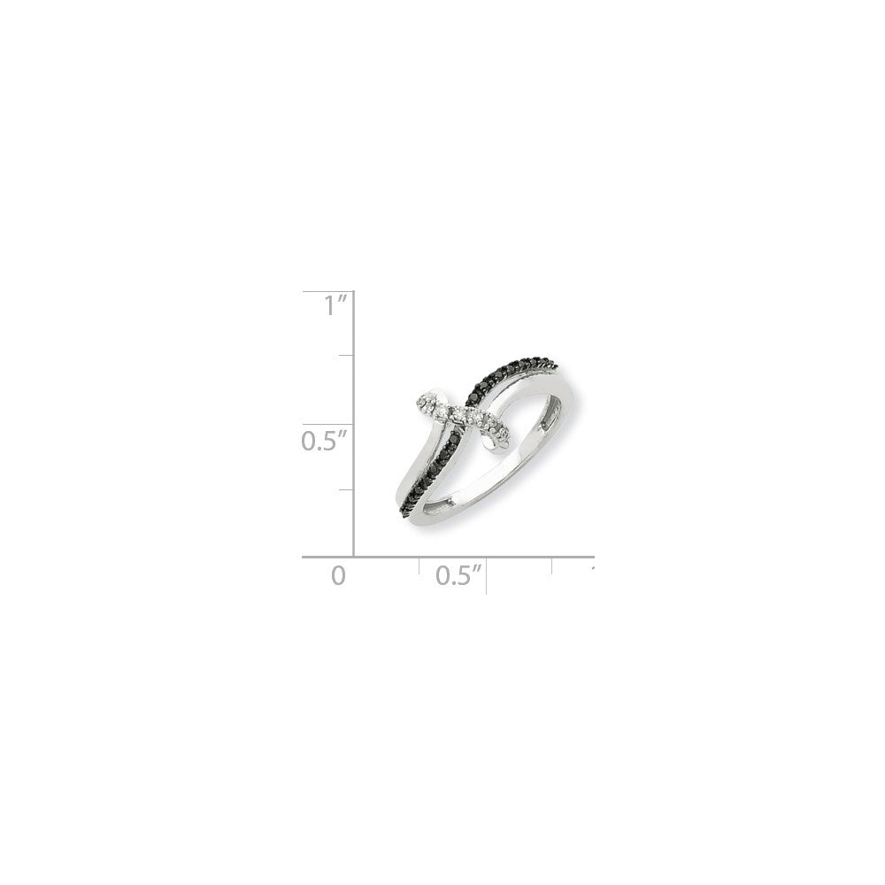 14K White Gold Black & White Real Diamond Ring