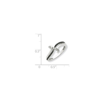 14K White Gold Black & White Real Diamond Ring