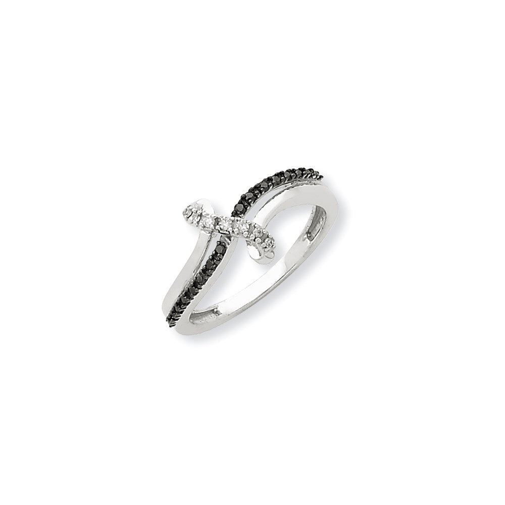 14K White Gold Black & White Real Diamond Ring