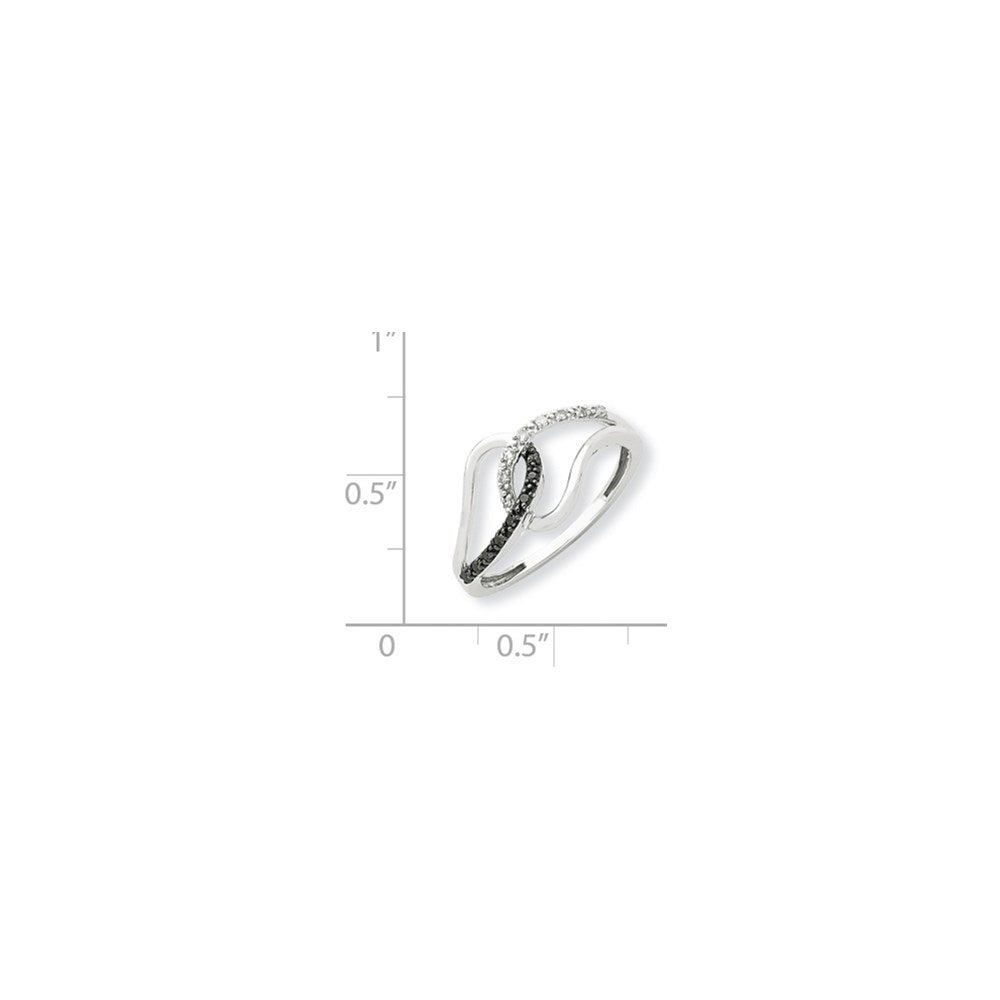 14K White Gold Black & White Real Diamond Ring