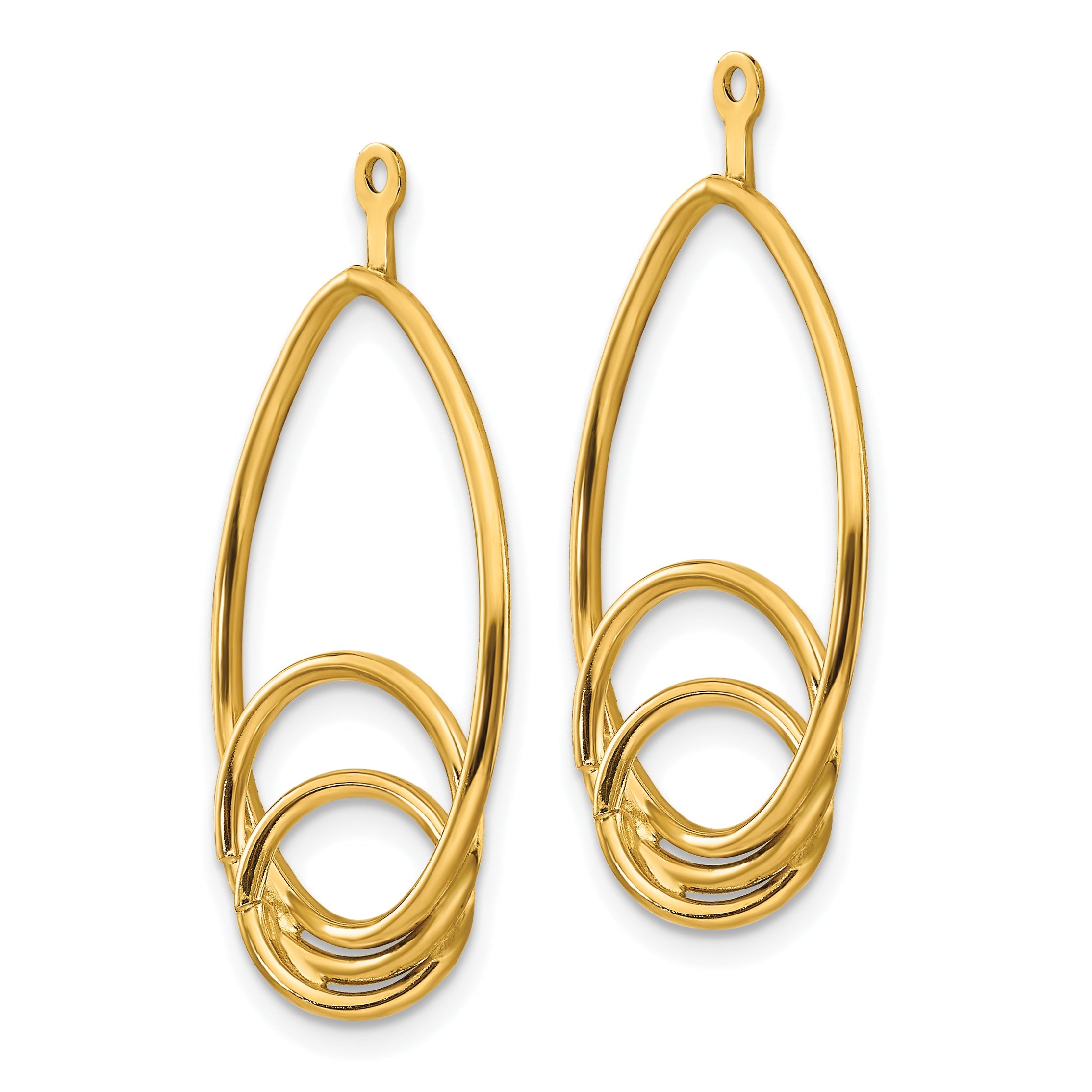 14K Yellow Gold Polished Fancy Teardrop Earring Jackets