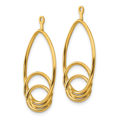 14K Yellow Gold Polished Fancy Teardrop Earring Jackets