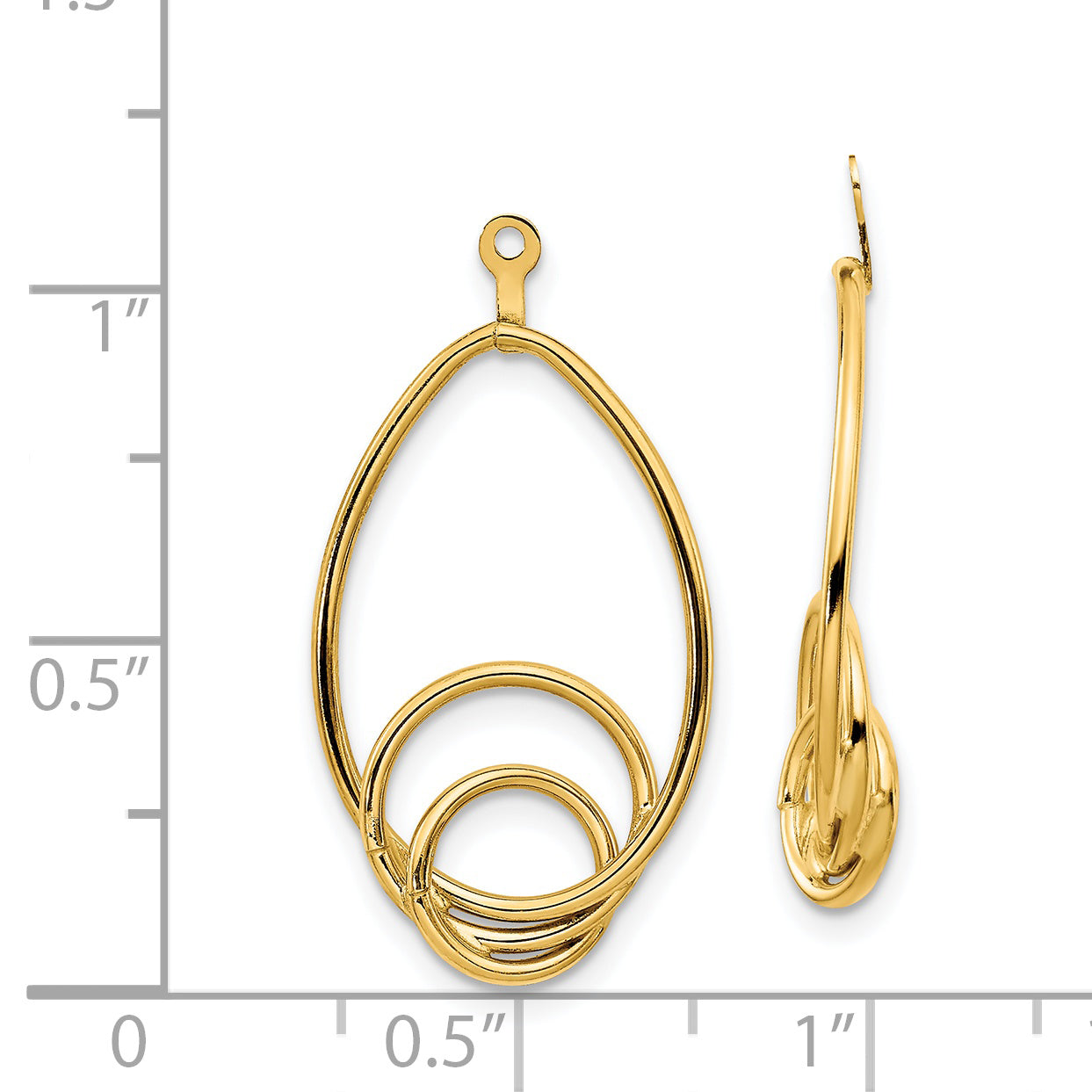 14K Yellow Gold Polished Fancy Teardrop Earring Jackets