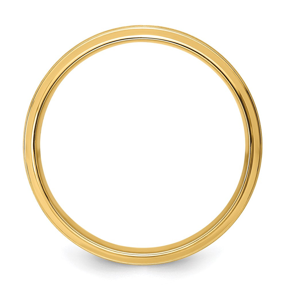 14K Yellow Gold 6mm Heavyweight Comfort Fit Brushed Satin Line Edge Wedding Band