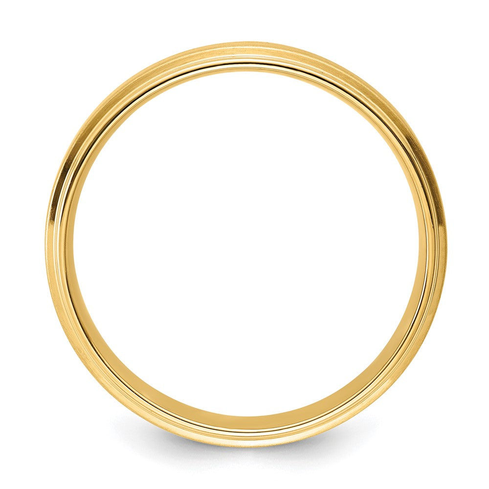 14K Yellow Gold 6mm Heavyweight Comfort Fit Brushed Satin/Polished Stepped Edge Wedding Band