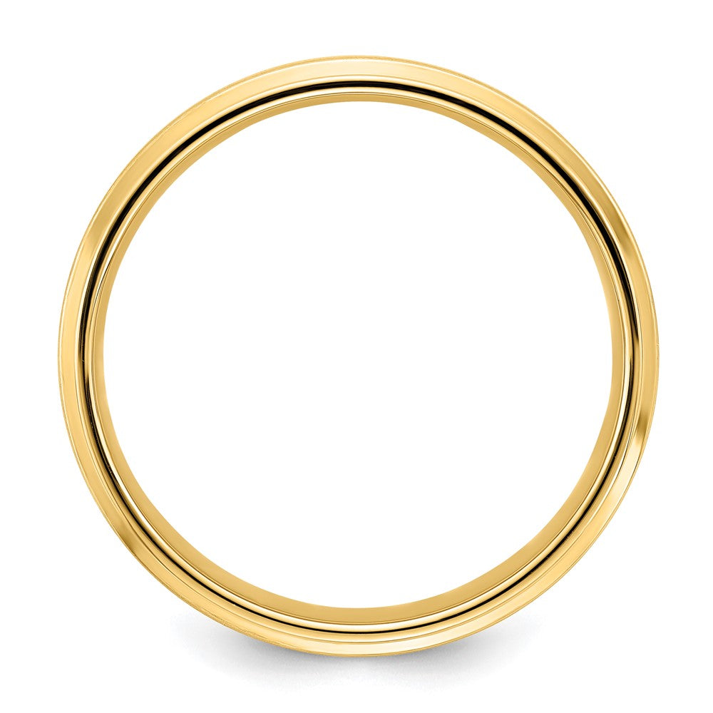 14K Yellow Gold 6mm Lightweight Comfort Fit Brushed Satin Fancy Wedding Band