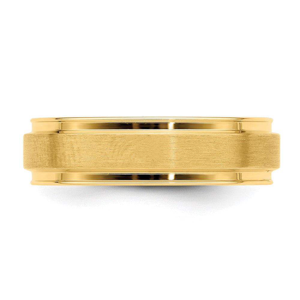 14K Yellow Gold 6mm Lightweight Comfort Fit Brushed Satin Fancy Wedding Band