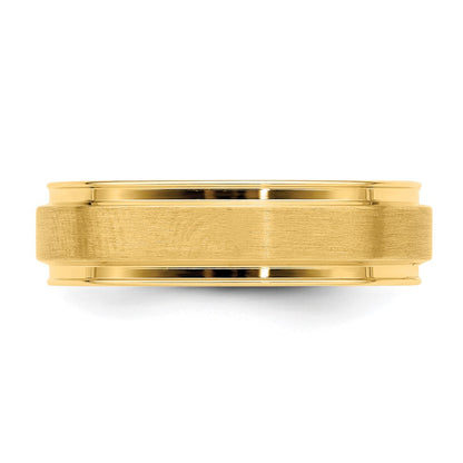 14K Yellow Gold 6mm Lightweight Comfort Fit Brushed Satin Fancy Wedding Band