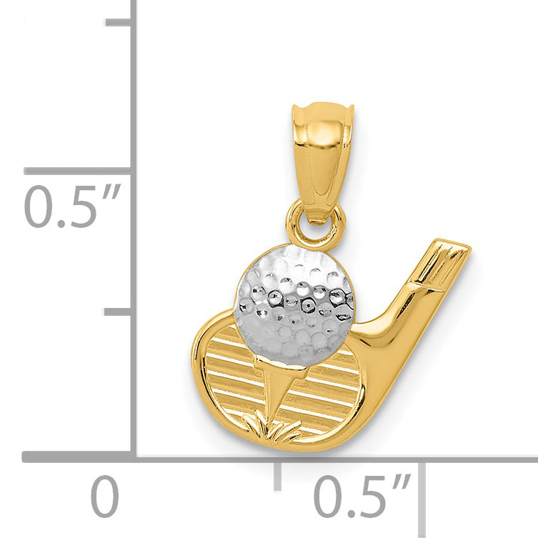 14k Yellow & Rhodium 14k and Rhodium Golf Pendant