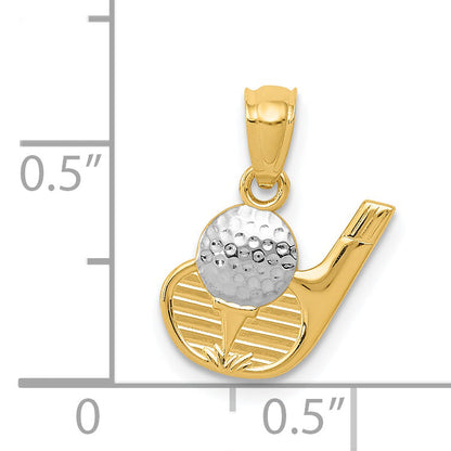 14k Yellow & Rhodium 14k and Rhodium Golf Pendant