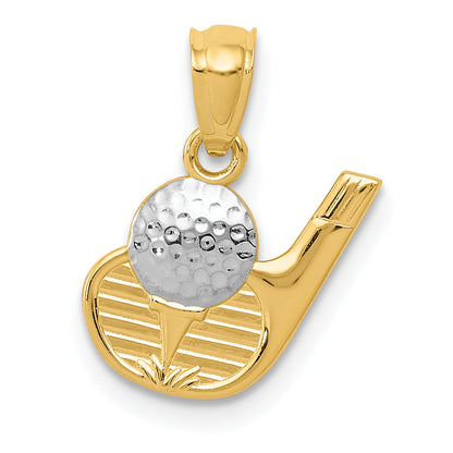 14k Yellow & Rhodium 14k and Rhodium Golf Pendant
